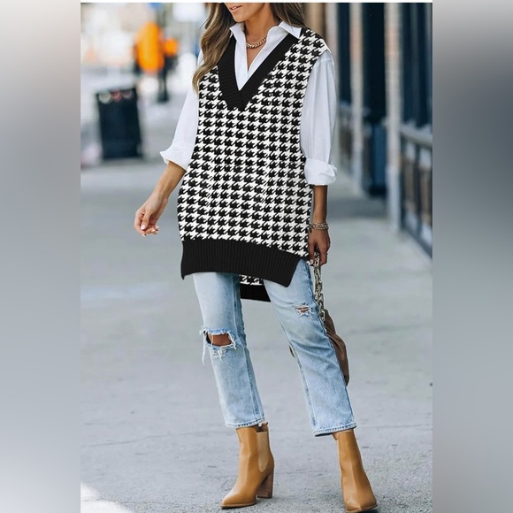 Oversized houndstooth vest - Picture 2 of 8